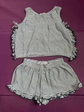 Jessica Simpson Navy & White Striped Ribbed Set